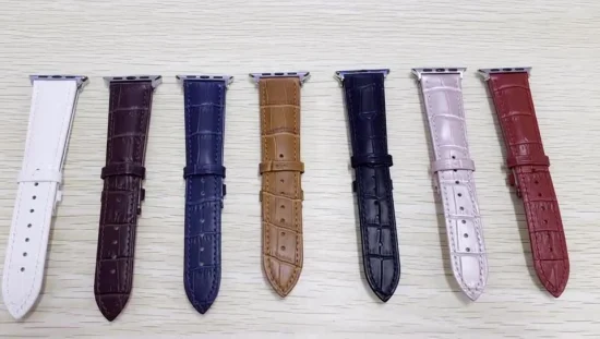 Prezzo di fabbrica Cinturino per orologio in vera pelle con motivo coccodrillo di buona qualità 38mm 42mm